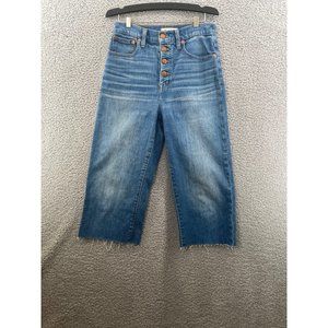 Madewell Slim Wide-Leg Crop Jeans In Olympia Wash Button Front Size 26